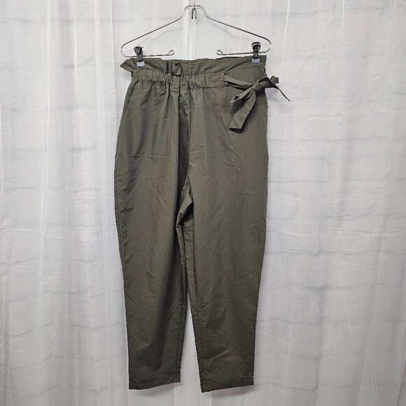 Zara Basic Olive Green Pants Straight Leg Cropped S - Picture 1 of 11